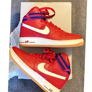 Nike Air Force 1 high red white blue gum sole